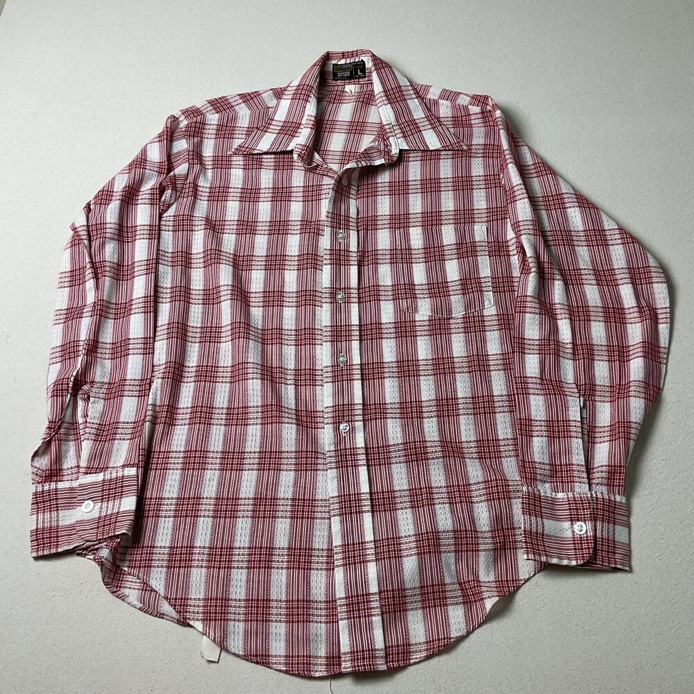 Vintage JCPenney Towncraft Mens L Dress Shirt Dagger Collar Long Sleeve